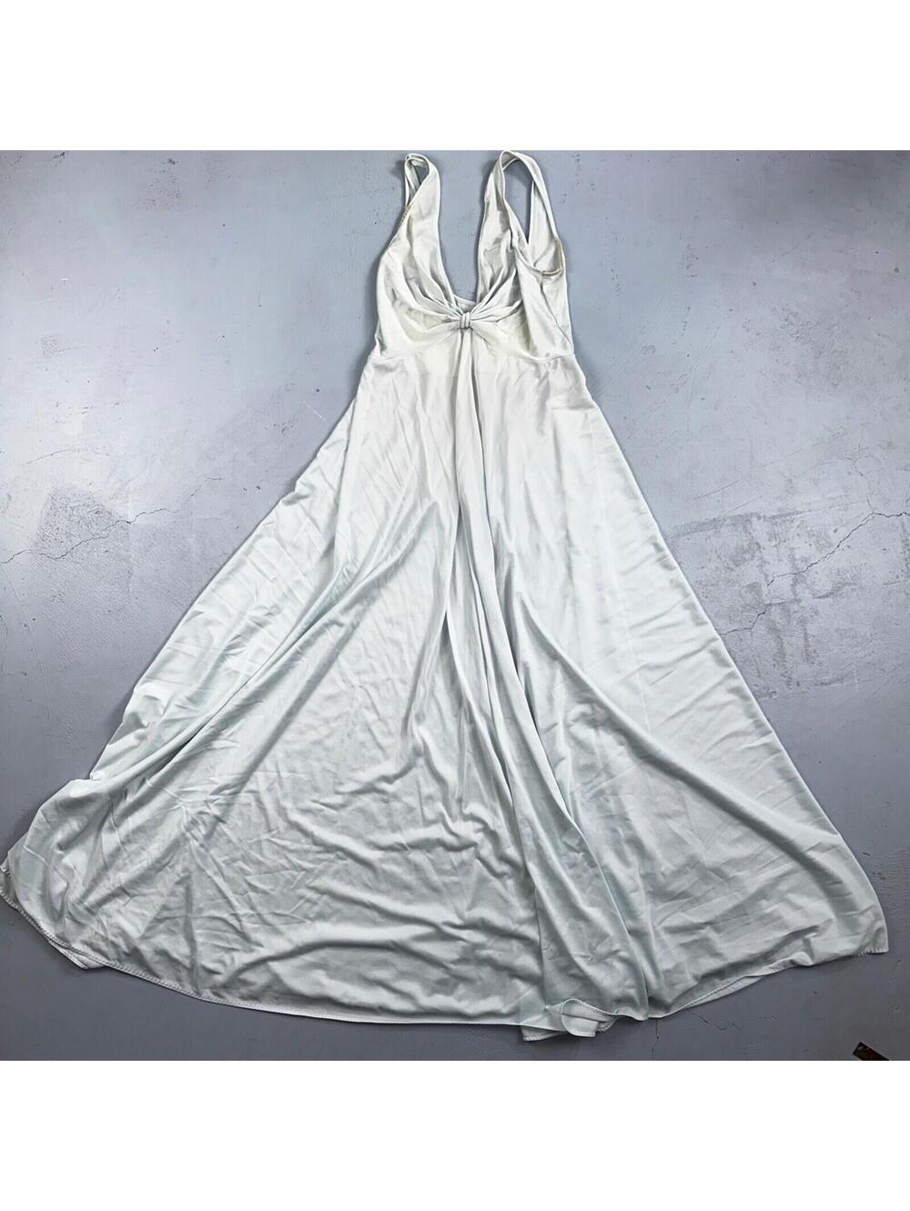 Vintage 1970s Olga Lingerie Slip Dress Sleepwear Full Sweep Nightgown Lace 70s